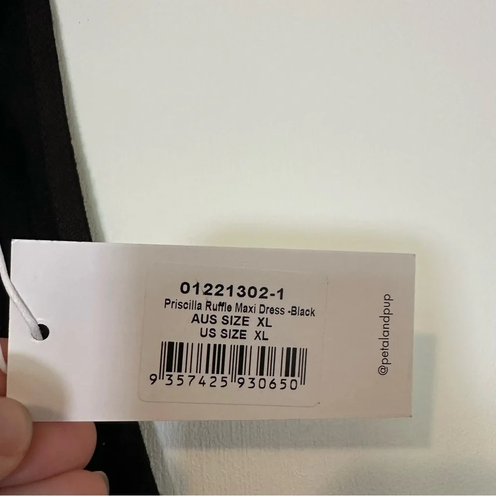 Petal & Pup Priscilla Ruffle Maxi Dress Linen Black Womens XL New - Picture 7 of 9